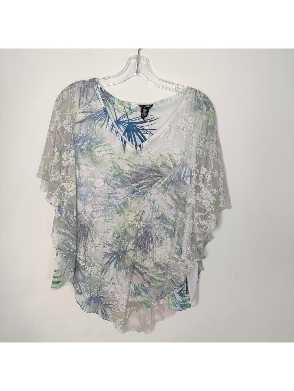 Brittany Black Women’s Sheer Floral Lace Swim Cover Up Top Y2K Size 1X